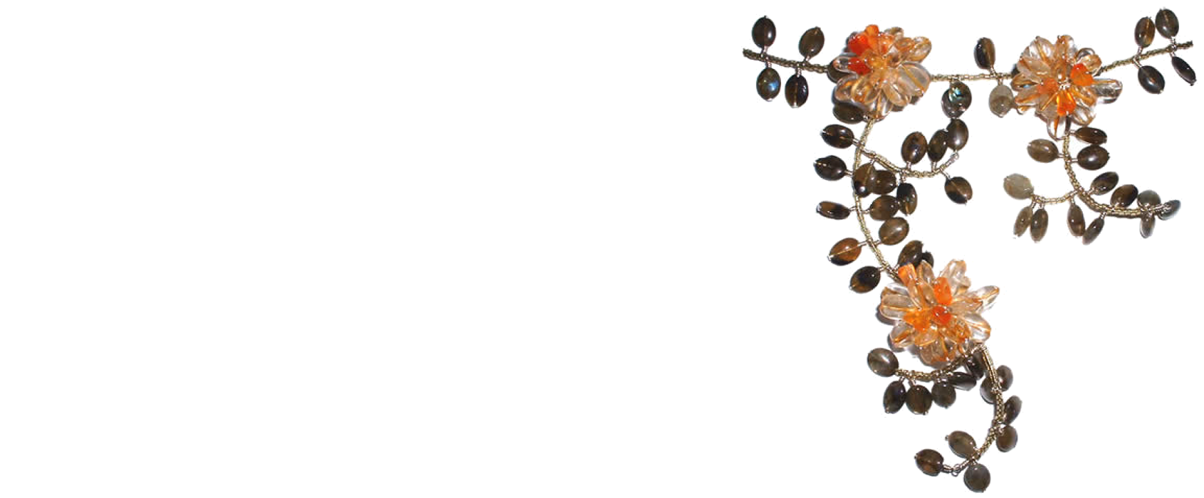 closeup of a delicate floral necklace